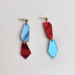 Pendientes Metacrilato Abstract Azul Rojo