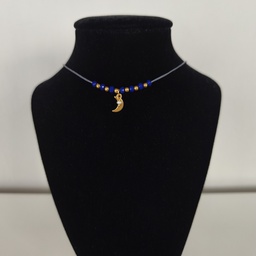Collar Cuerda Macramé Azulón Luna (Dorado)