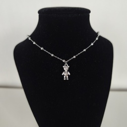 Collar Oso Cadena Bolitas (Plateado)