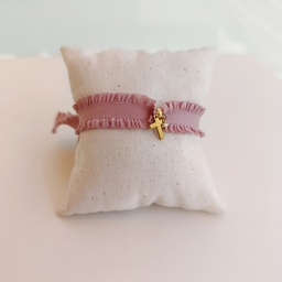 Pulsera Cinta Volante Rosa Cruz (Dorado)