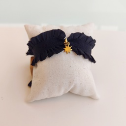 Pulsera Cinta Volante Negro Destello (Dorado)