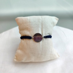 Pulsera Trenzada Azul Marino Medalla (Plateado)