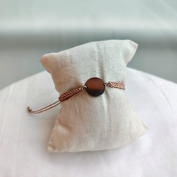 Pulsera Trenzada Beige Medalla (Plateado)
