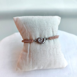 Pulsera Trenzada Beige Caracola (Plateado)