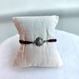 Pulsera Trenzada Marrón Sol (Plateado)