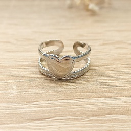 Anillo Doble Corazón Plateado