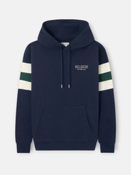 Sudadera Capucha Relaxed Franjas Azul Marino - Silbon
