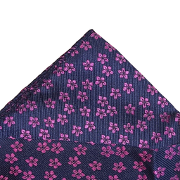 [PÑ077] Pañuelo Azul Marino Multi Flores Rosa