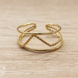 Anillo Doble Zig Zag Asimétrico Dorado