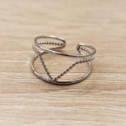 Anillo Doble Zig Zag Plateado