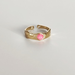 [PM25014] Anillo Waves Piedra Rosa (Dorado)