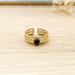 Anillo Círculos Negro Dorado