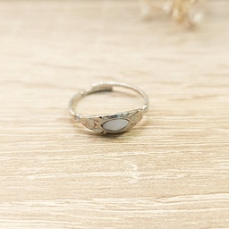 Anillo Sello Mini Blanco Plateado