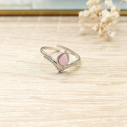 Anillo Flecha Gota Rosa Plateado